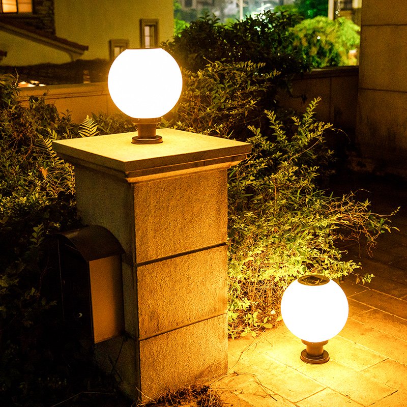 Hot Selling Round Sensor Yard Post Main Gate Garden Waterproof Outdoor Solar Led Pillar Light