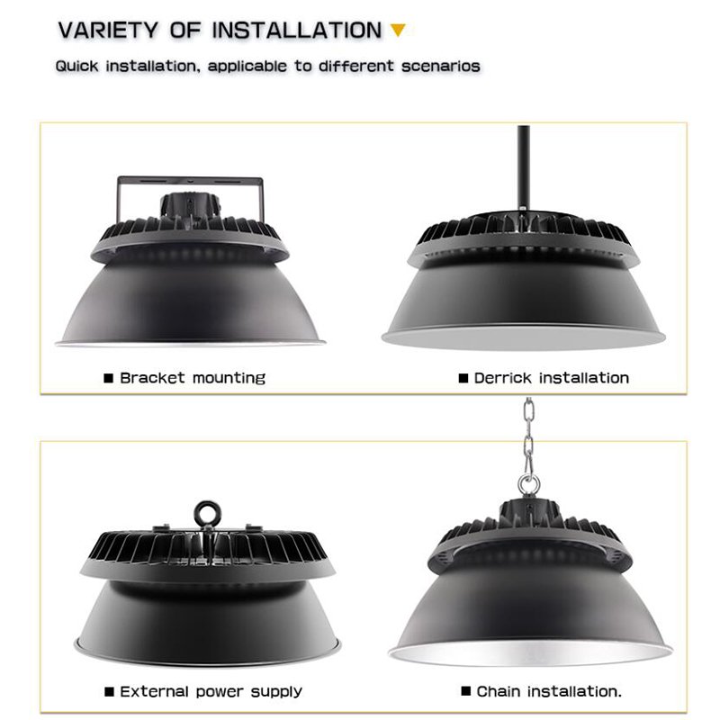 5 Years Warranty Industrial 100Watt 200Watt 170lm/w 190lm/w 300W LED UFO High Bay Lighting with With Emergency Power Supply