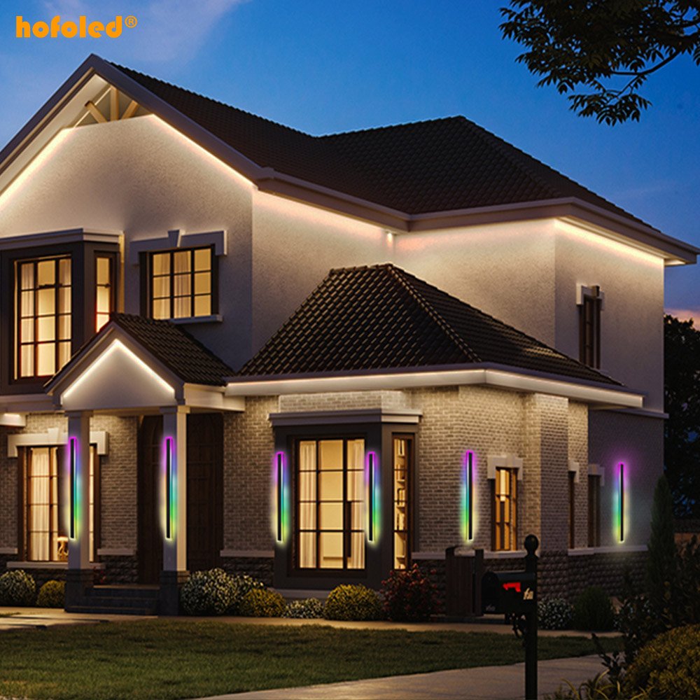 Hofoled Nordic Minimalist Decorate Exterior Led Outdoor Home Garden Wall Sconce Lighting Outside Long Strip Linear Wall Lights
