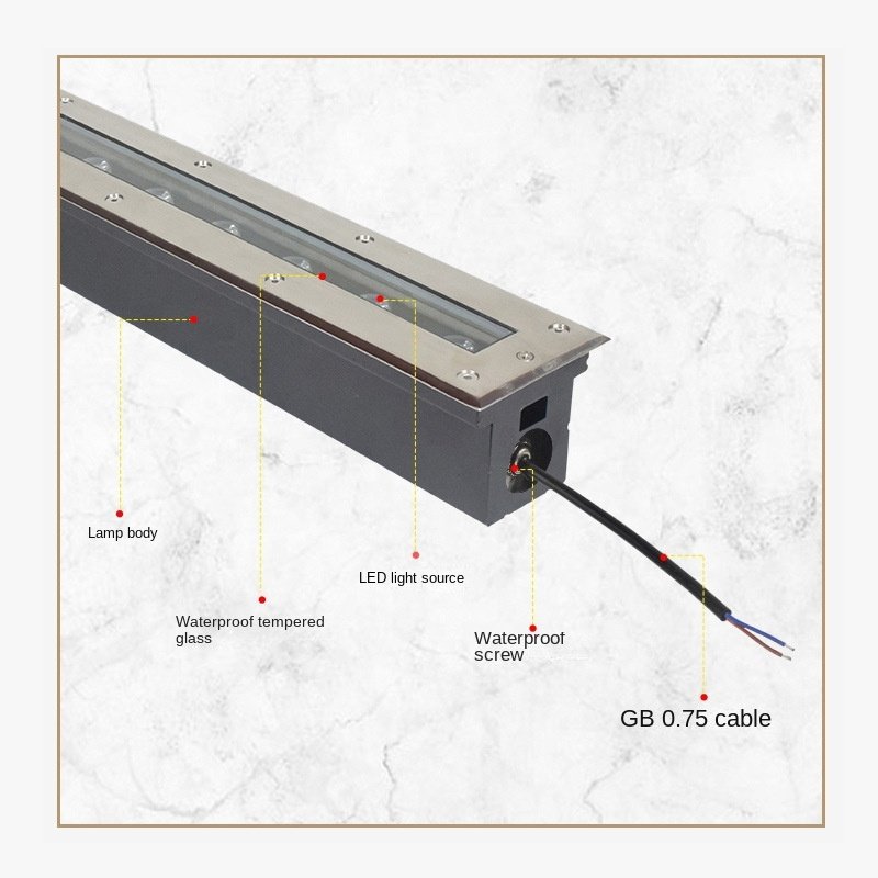 30W 0.5M LED Long Strip Buried Light Park square Recessed Led Underground Light Outdoor IP67 Waterproof Floor Tile Light