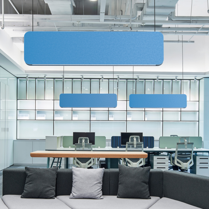 Commercial Alphabet Chandelier Office Acoustic Hanging Lamp Ceiling Letters Led Signage Pendant Light