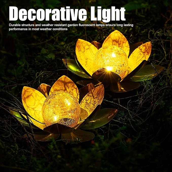 2024 New Style Outdoor Waterproof Outdoor Bright Solar Crackle Globe Glass Lotus Decoration for Patio Lawn Walkway Tabletop