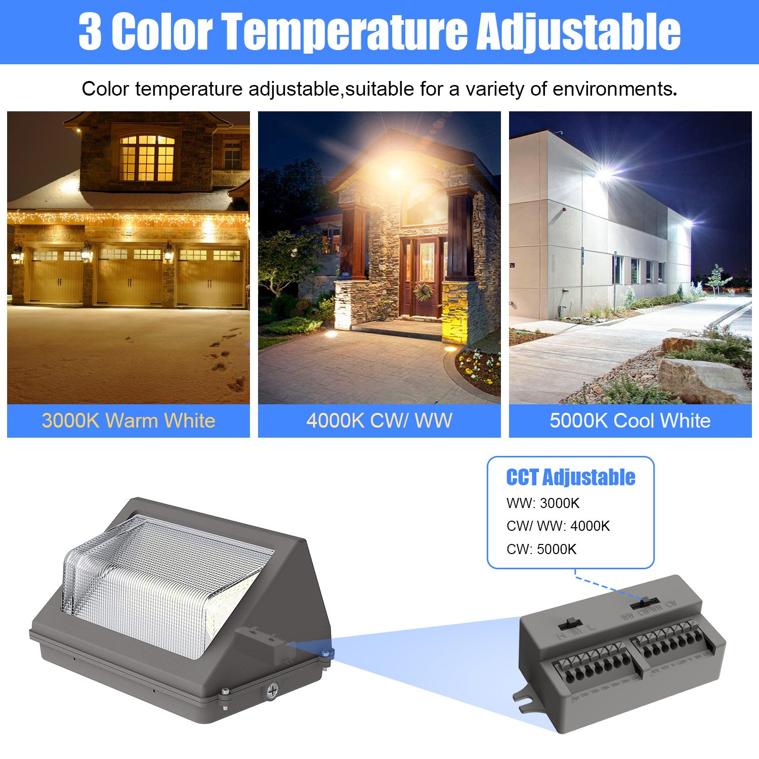 Wall Lights US Stock 5CCT Power Adjustable IP65 Fixture House Dusk to Down Exterior Lamp Outdoor Public Lighting Led Wall Lights