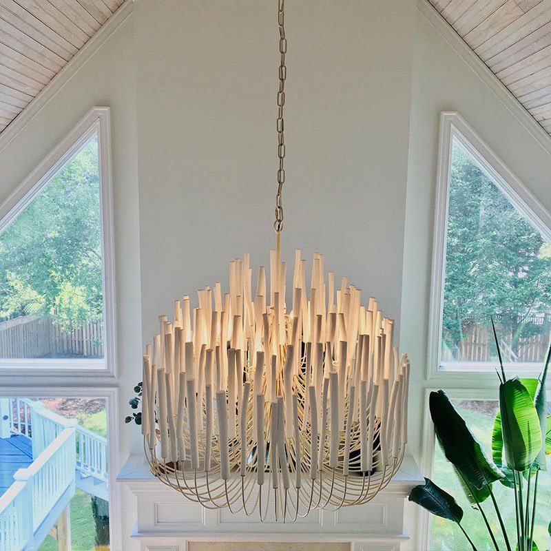 High Quality Chandeliers Nordic Style Wooden Metal Chandelier White Chandelier