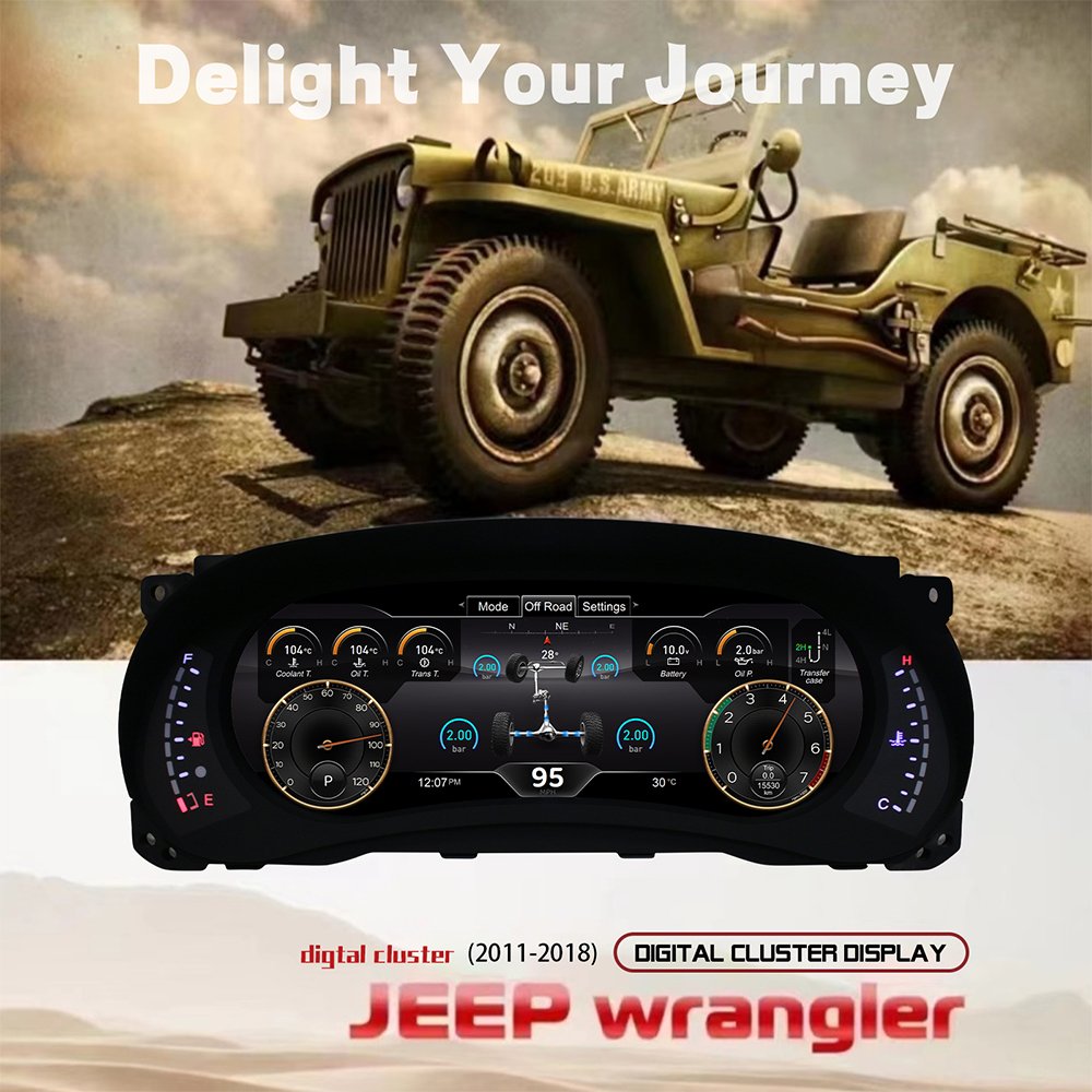 Navihua Virtual Instrument Cluster LCD Instrument Cluster for Jeep Wrangler JL 2011-2017 2018-2023 Cockpit Dashboard Linux