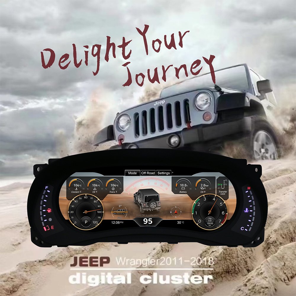 Navihua Virtual Instrument Cluster LCD Instrument Cluster for Jeep Wrangler JL 2011-2017 2018-2023 Cockpit Dashboard Linux