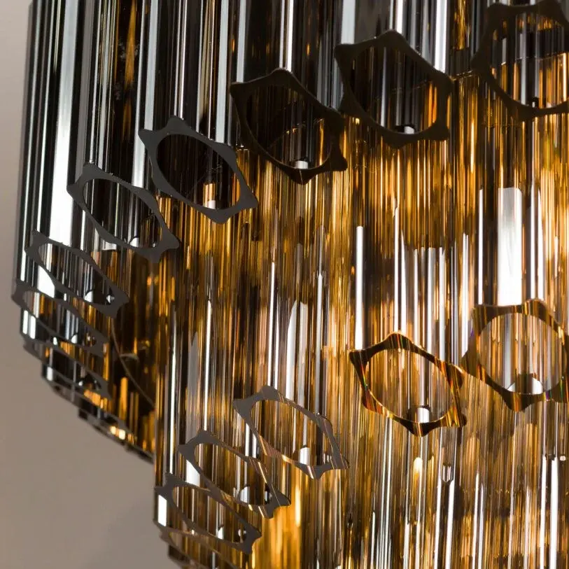 French Glass LED Metal Large Cascading Pendant Light Living Room Glass Round Plum Blossom Flower Tube Chandelier