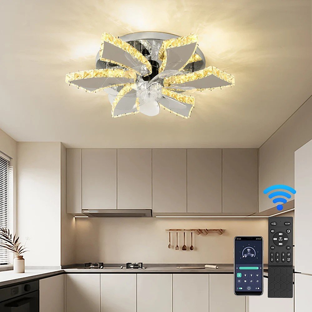 Hot Selling Ceiling Fan With Light 3 Color Dimmable Remote Control Fan Lamp Led Flush Mount Led Ceiling Light for Bedroom