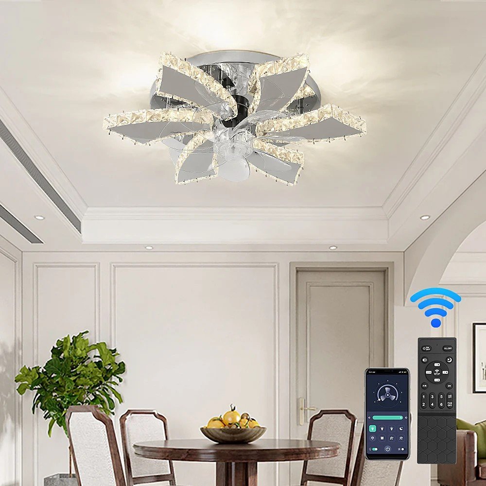Hot Selling Ceiling Fan With Light 3 Color Dimmable Remote Control Fan Lamp Led Flush Mount Led Ceiling Light for Bedroom