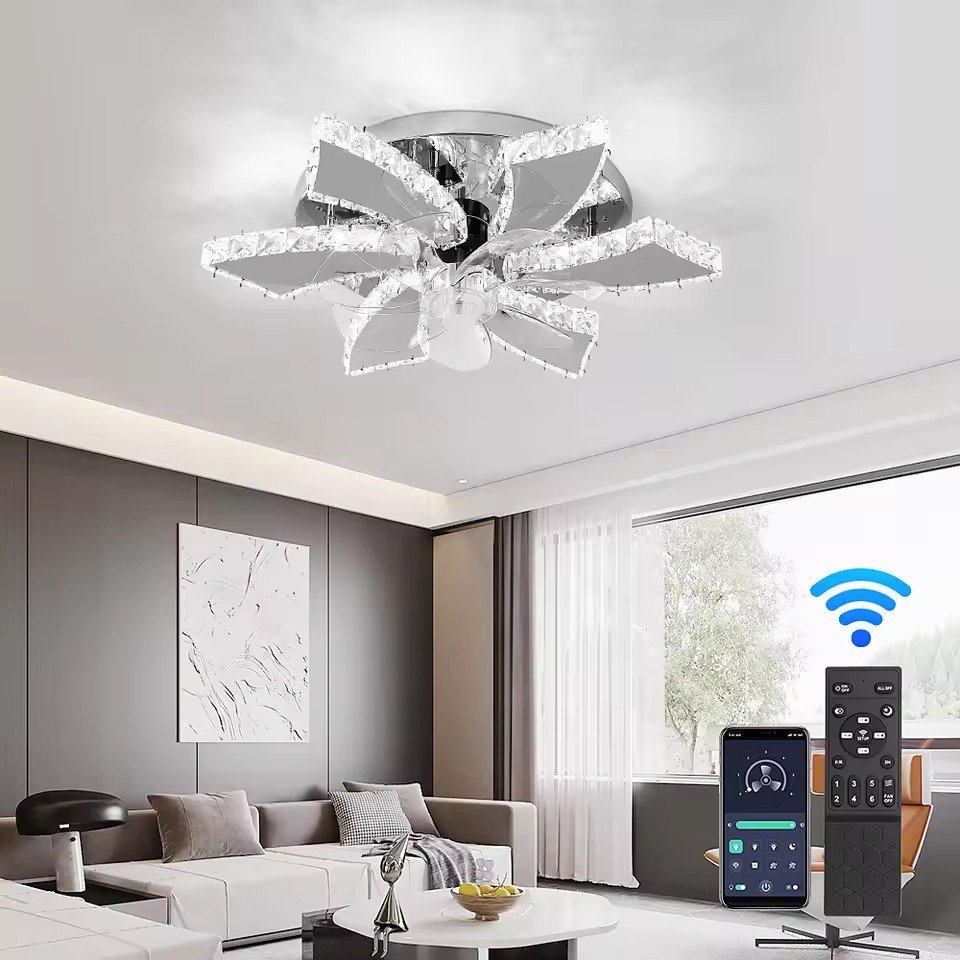 Hot Selling Ceiling Fan With Light 3 Color Dimmable Remote Control Fan Lamp Led Flush Mount Led Ceiling Light for Bedroom