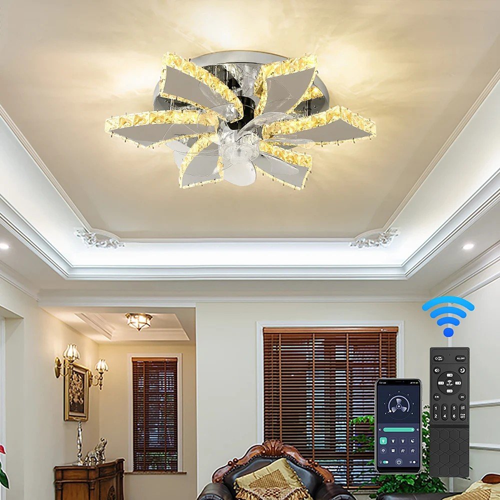 Hot Selling Ceiling Fan With Light 3 Color Dimmable Remote Control Fan Lamp Led Flush Mount Led Ceiling Light for Bedroom