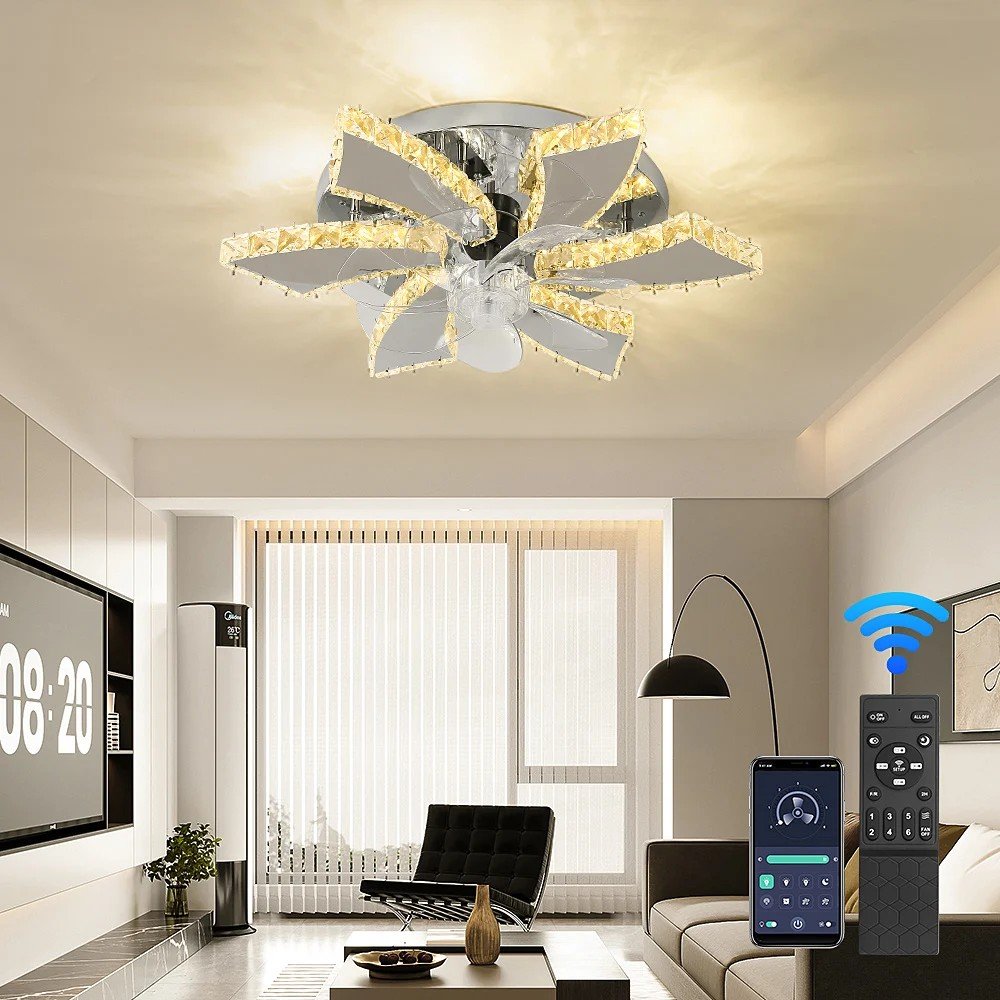 Hot Selling Ceiling Fan With Light 3 Color Dimmable Remote Control Fan Lamp Led Flush Mount Led Ceiling Light for Bedroom