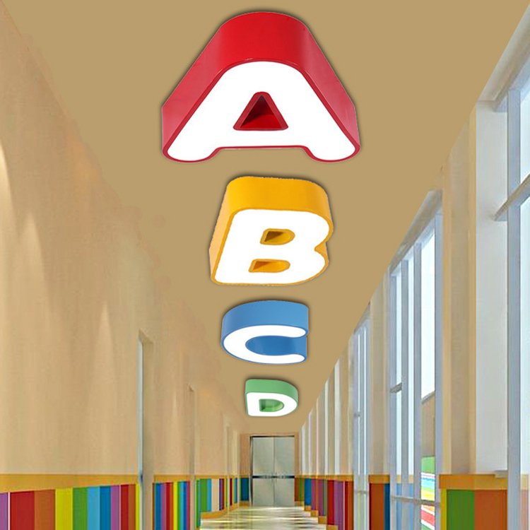 Creative Letter LED Ceiling Light Full Spectrum Three Color Stepless Remote Dimming Kindergarten Eye protection Ceiling Light