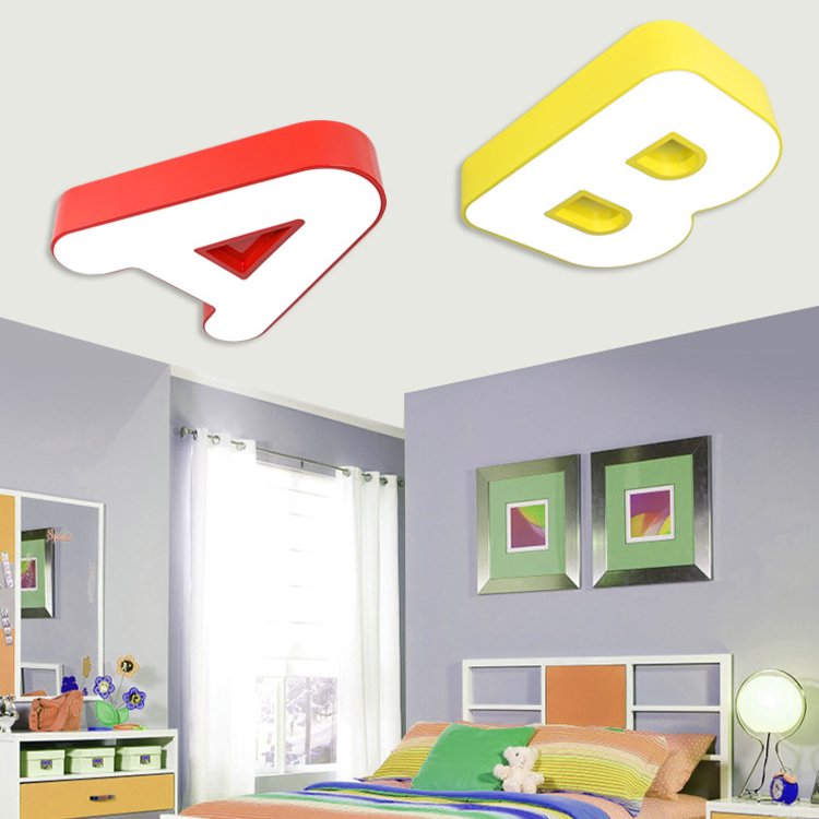 Creative Letter LED Ceiling Light Full Spectrum Three Color Stepless Remote Dimming Kindergarten Eye protection Ceiling Light