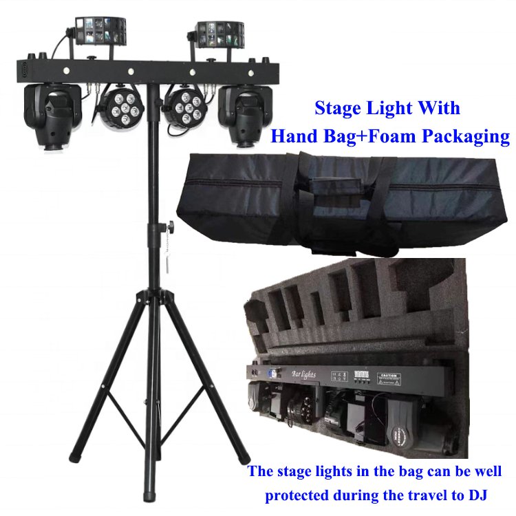 Portable Wedding LED Par Light Moving Head Beam 4 in 1 Disco Dj Party Stage Light with T bar Stand