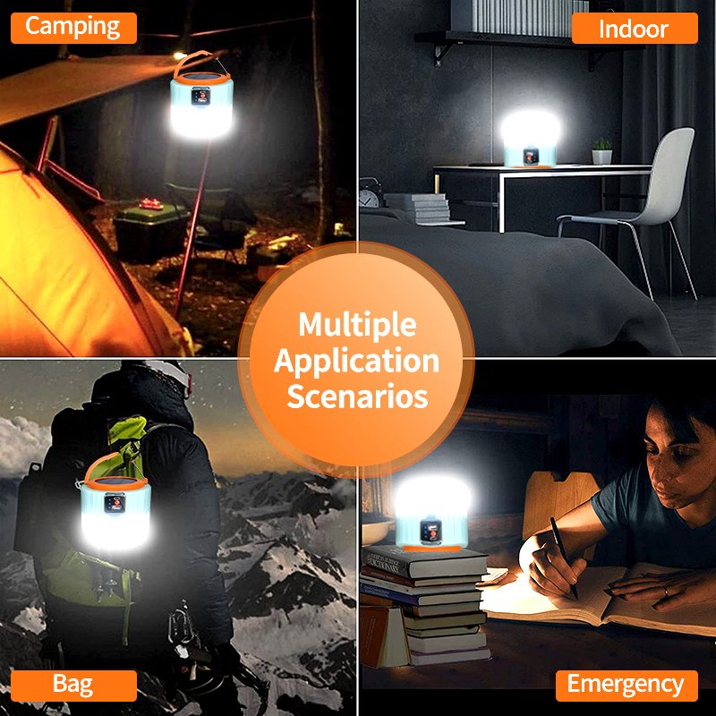 1000 Watts Solar LED Camping Light USB Rechargeable Bulb for Outdoor Tent Lamp Portable Lanterns Emergency Lights for BBQ Hiking