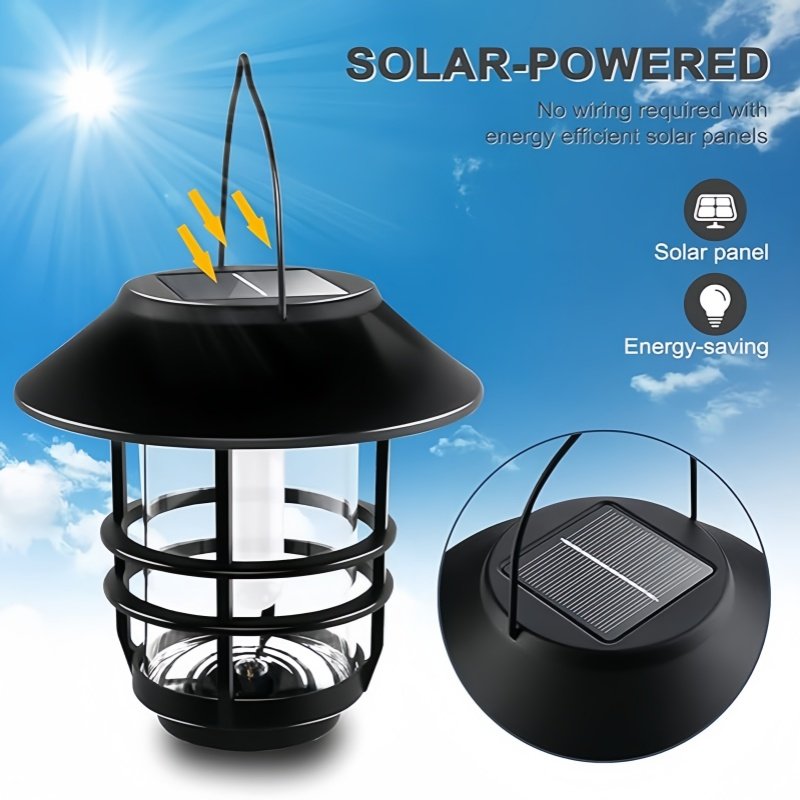 Outdoor Solar Lights Retro Lantern Hanging Wall Lamp Waterproof Vintage Metal Solar Garden Lights