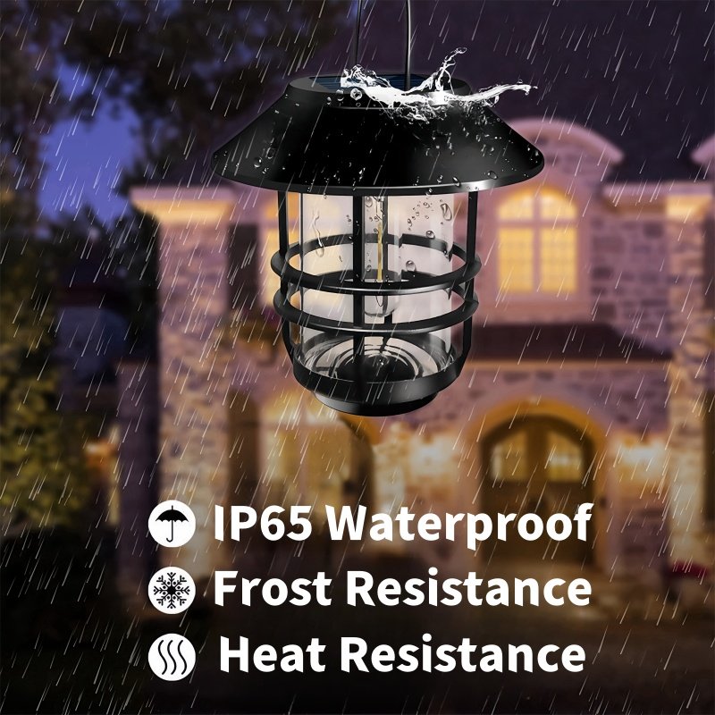 Outdoor Solar Lights Retro Lantern Hanging Wall Lamp Waterproof Vintage Metal Solar Garden Lights