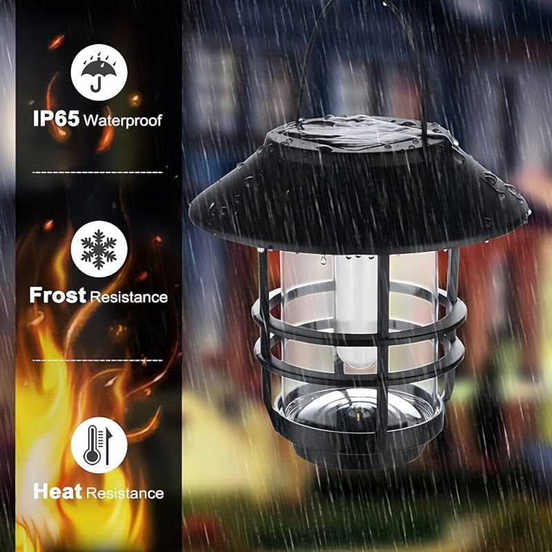 Outdoor Solar Lights Retro Lantern Hanging Wall Lamp Waterproof Vintage Metal Solar Garden Lights