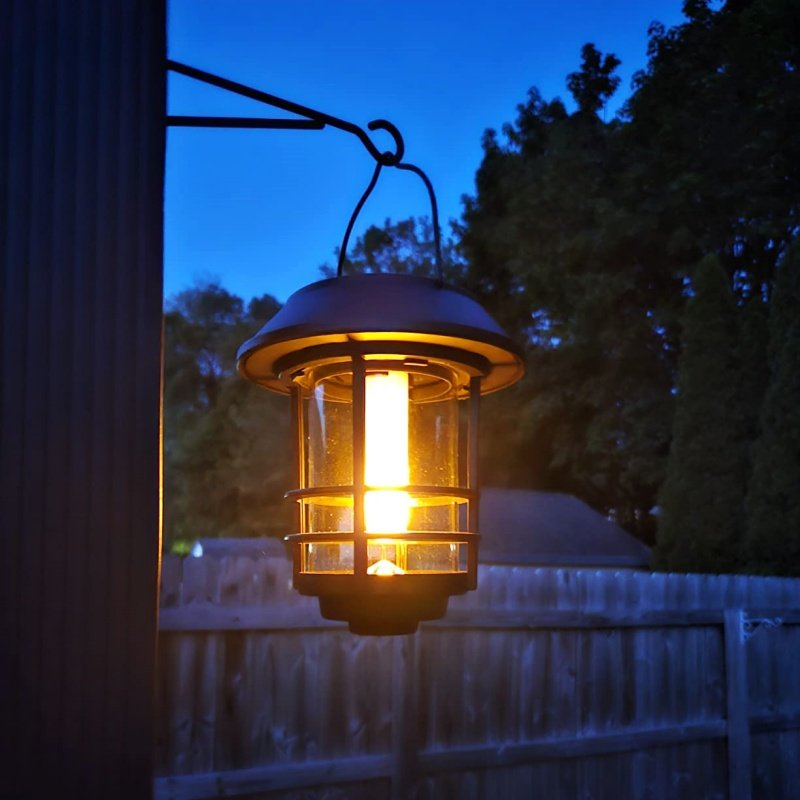 Outdoor Solar Lights Retro Lantern Hanging Wall Lamp Waterproof Vintage Metal Solar Garden Lights