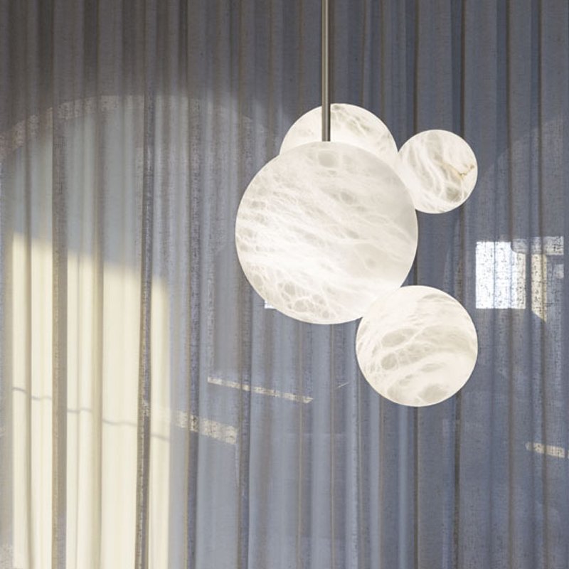 Modern Design Creativity Senior Clubs Living Dining Room Led Pendant Light Round Circle Alabaster Chandelier Lighting