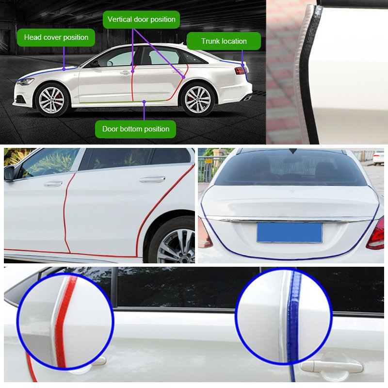 Car Scratch Protector Strip Car Anti Noise Reduction Anti-collision PVC U-shaped Decorative Dust-proof Card Slot Seal Strip