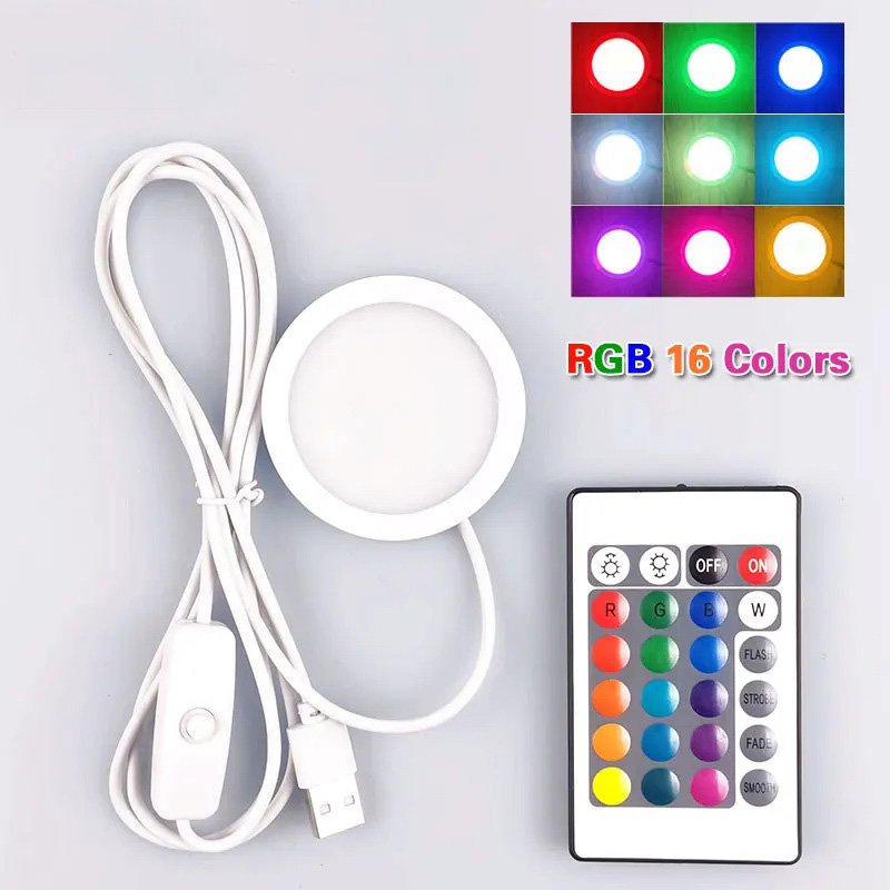 Hot Sales USB RGB LED Under Cabinet 3d Print Puck Light Remote Control Shelf Lighting for Bambu Lab Led Lamp Kit Lamp Shell 001
