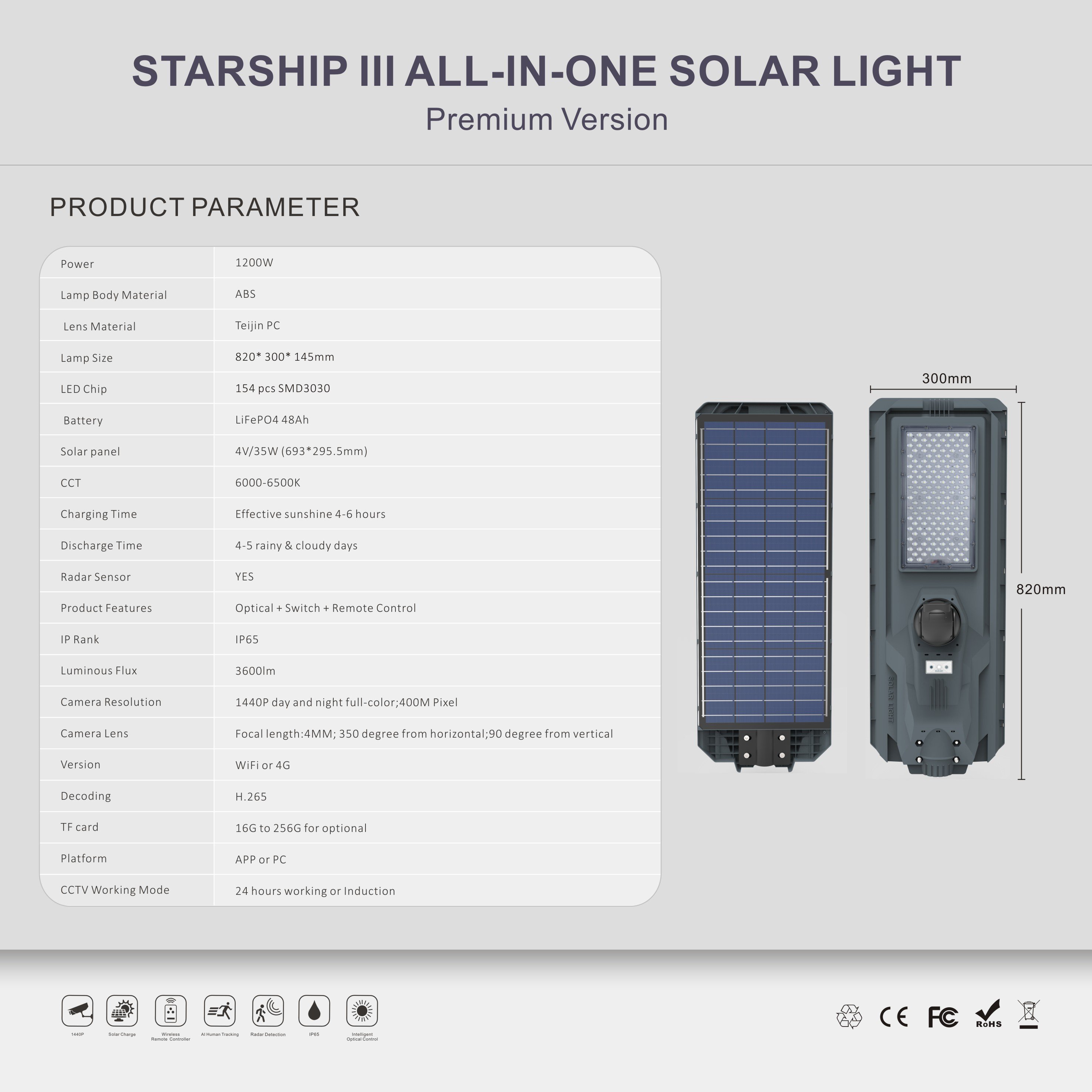 High Quality Outdoor Lighting 800w 1200w All in One Integrated Led Solar Street Light With Cctv Camera Outdoor