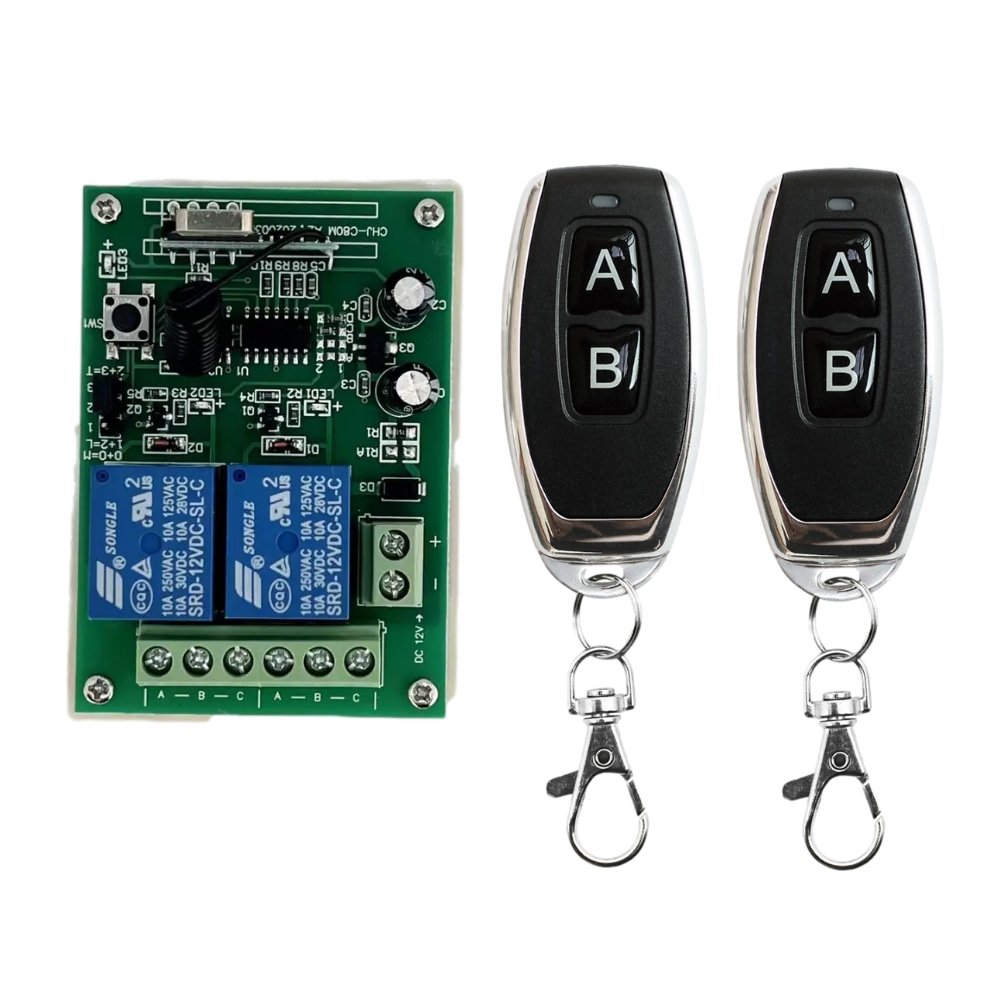 433mhz Relay RF Transmitter and Receiver Switch DC12V Metal with Rolling Fixed Learning Code Options