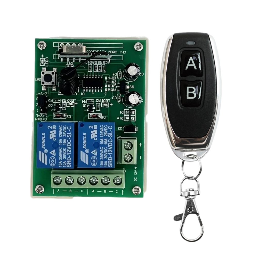 433mhz Relay RF Transmitter and Receiver Switch DC12V Metal with Rolling Fixed Learning Code Options