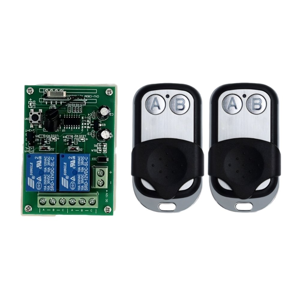 433mhz Relay RF Transmitter and Receiver Switch DC12V Metal with Rolling Fixed Learning Code Options
