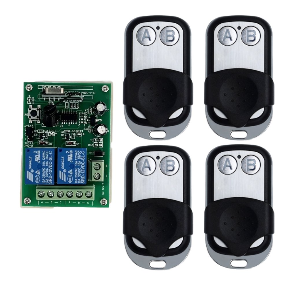 433mhz Relay RF Transmitter and Receiver Switch DC12V Metal with Rolling Fixed Learning Code Options
