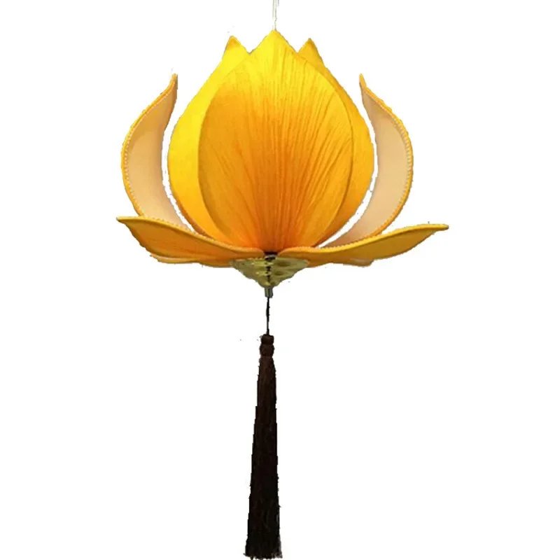 New Chinese Fabric Zen Lotus Chandelier Classical Lamp Buddhist Hall and Temple Living Room Dining Restaurant Enginee