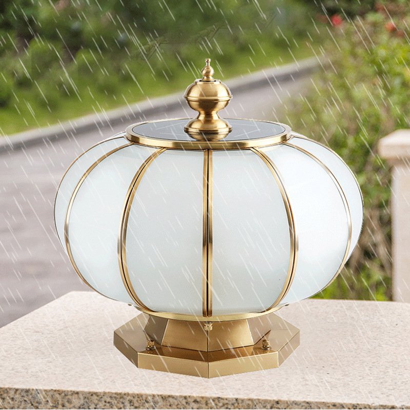 Factory Customized Copper Pillar Light Theme Decoration Outdoor Garden Landscape Lamp Main Gate Column Lights