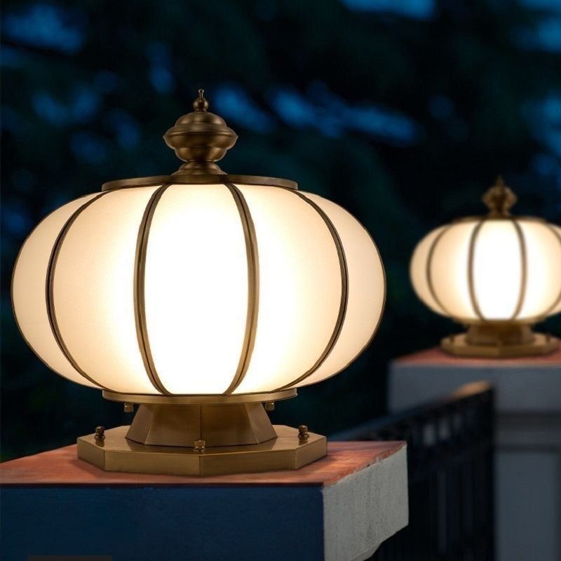 Factory Customized Copper Pillar Light Theme Decoration Outdoor Garden Landscape Lamp Main Gate Column Lights