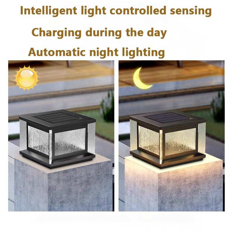 Modern Minimalist Waterproof IP65 Solar Column Headlights, Metal Garden LED Columns, Door Lights, Outdoor Columns