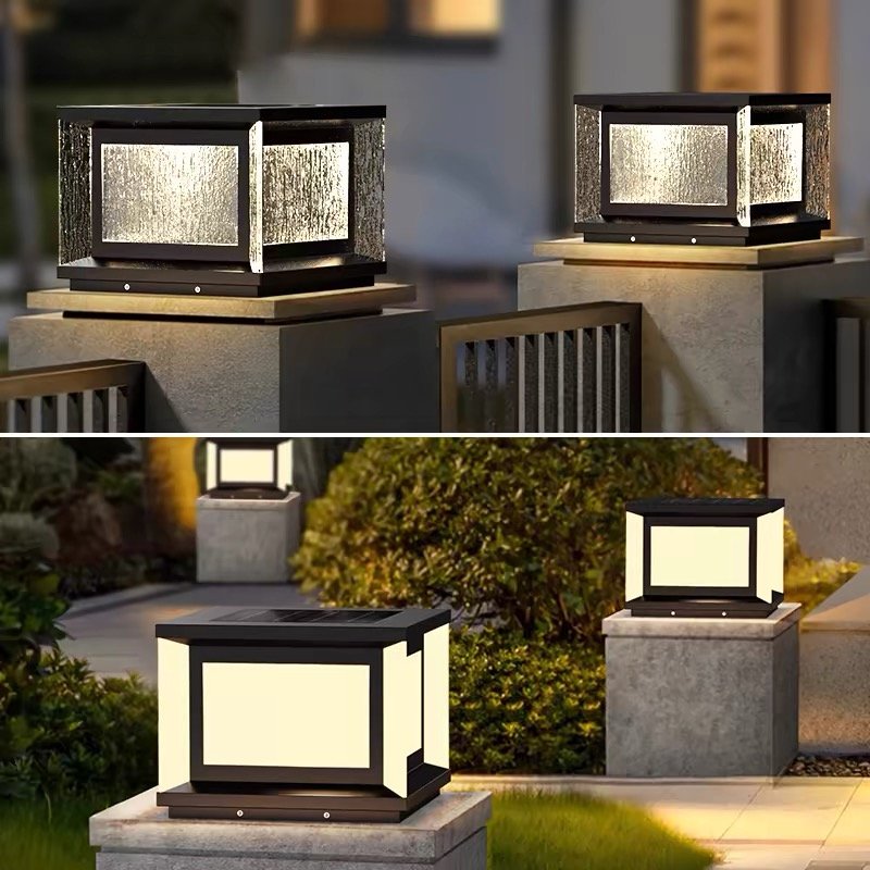 Modern Minimalist Waterproof IP65 Solar Column Headlights, Metal Garden LED Columns, Door Lights, Outdoor Columns