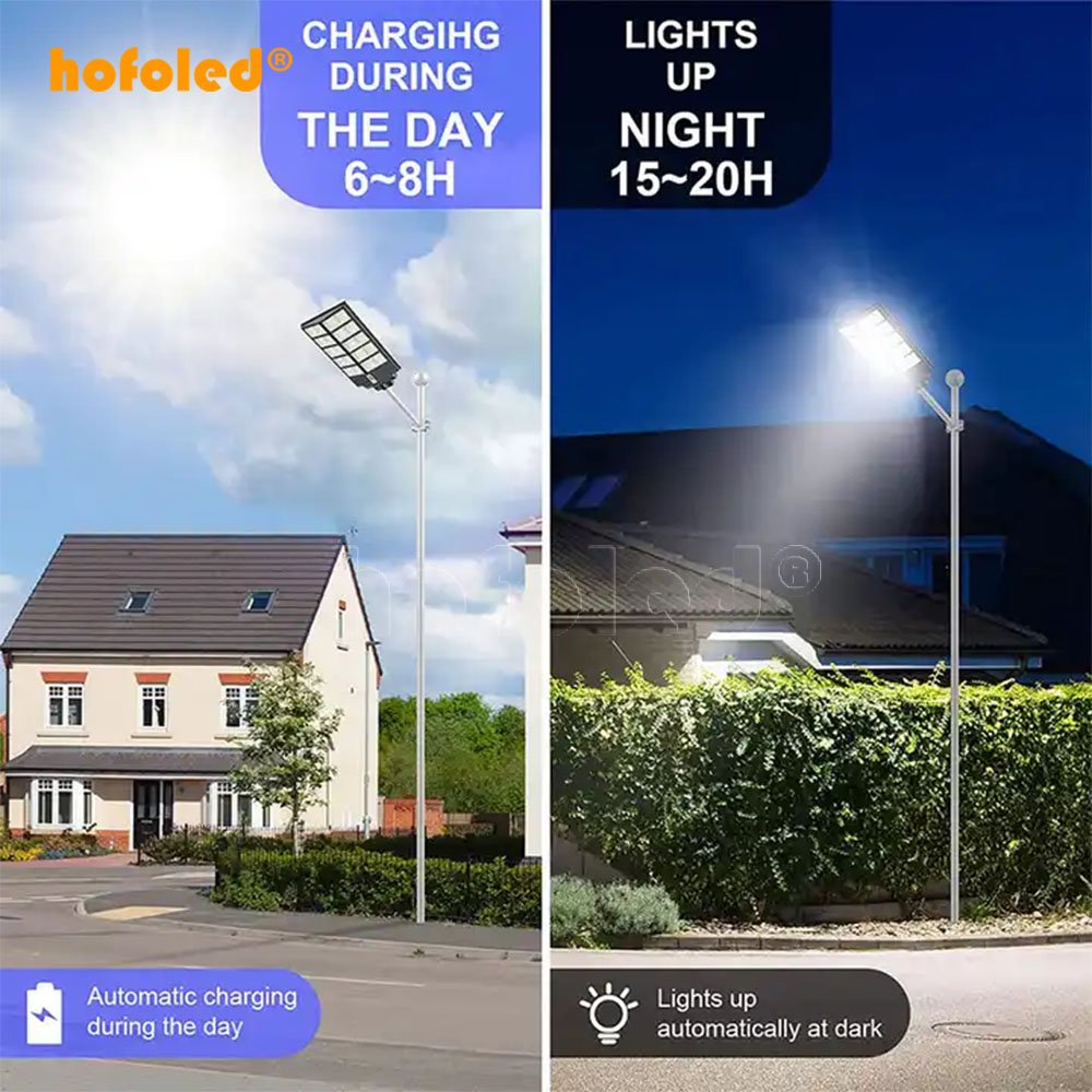 Hofoled 600W 900W 1200W Sensor Solar Street Light Aluminum Remote Control Waterproof Solar Powered Solar Light Outdoor