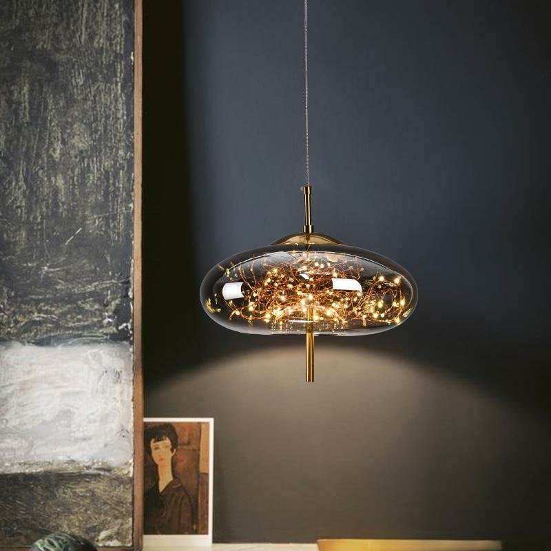 Indoor Hanging Lamps Nordic Living Room Kitchen Island Lighting Modern Black Gold Glass Ball Pendant Light