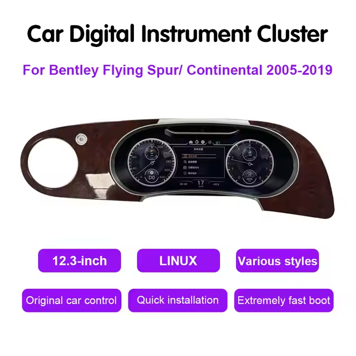 12.3 Inch Car Auto Meter Linux System Speedometer CarPlay Dashboard Digital Cluster LCD Instrument Cluster for Bentley 2005-2019