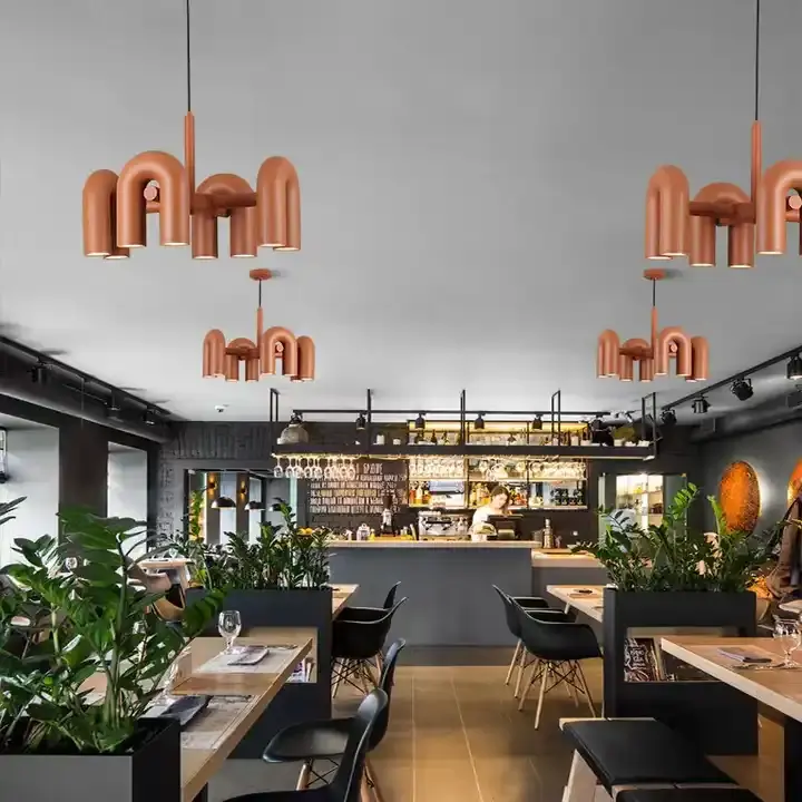 ECOJAS Customizable Modern Hotel Lobby Villa Large LED Project Chandelier Antique Square Iron Metal Indoor Switch Restaurants