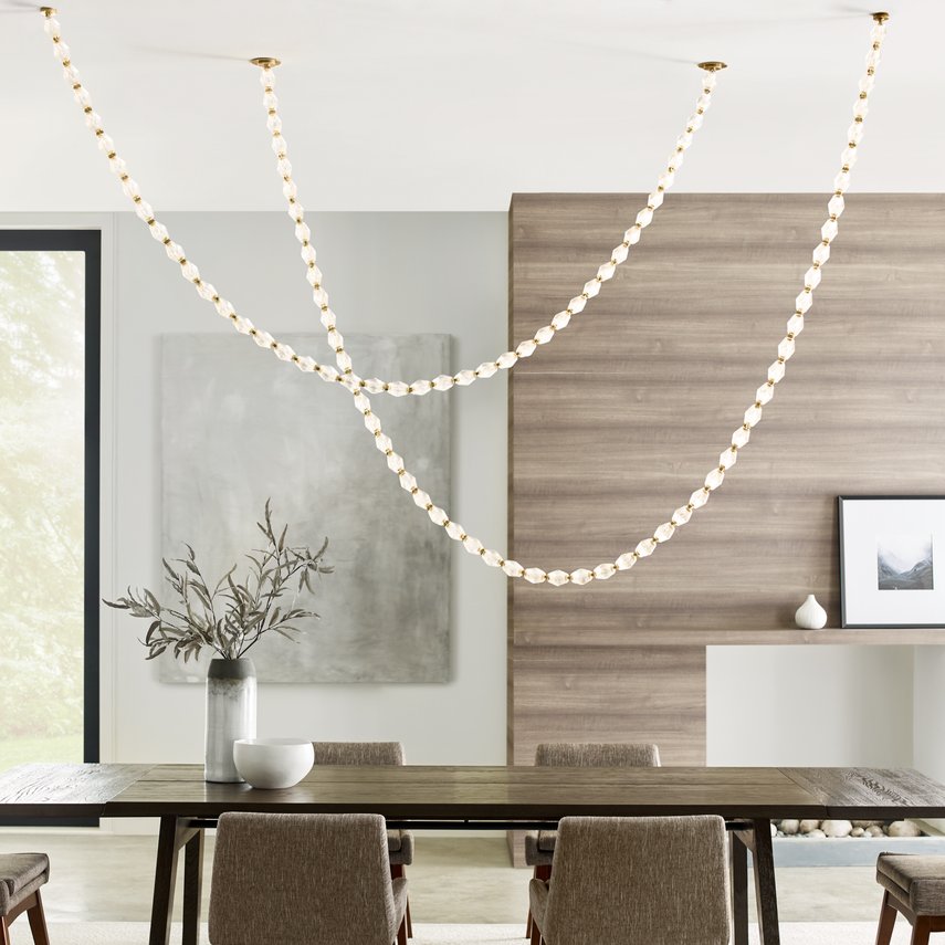 Art Decor Designer Ceiling Pendant Lights Staircase Dining Long Modern Crystal Necklace Chandelier Light