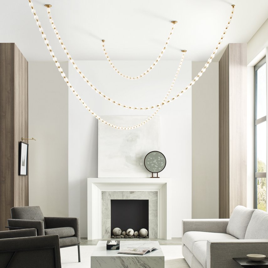 Art Decor Designer Ceiling Pendant Lights Staircase Dining Long Modern Crystal Necklace Chandelier Light