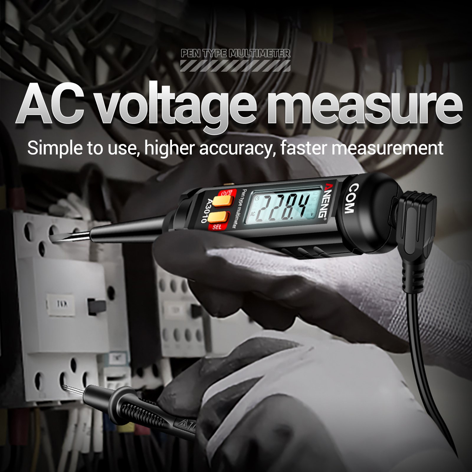 ANENG A3010 4000 Counts Pen-Type Multimeter True-RMS Backlight Multi Meter Digital Auto Range Tester LCD Electrician Tools