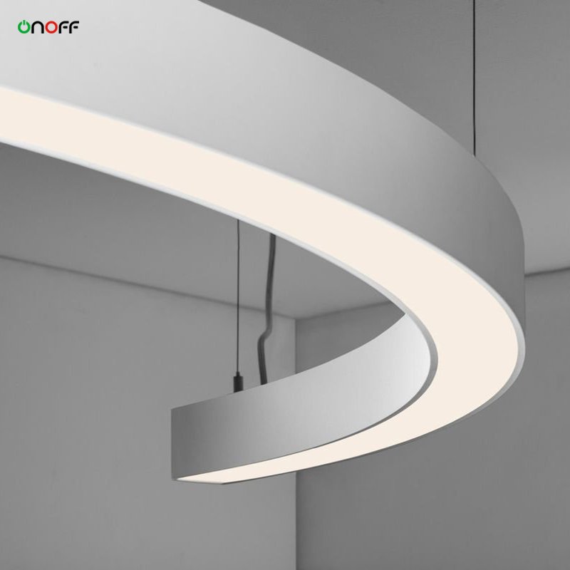 Indoor LED Linear Round Oval Ceiling Light 60mm Curved Alu Profile Pendant Light Fixture