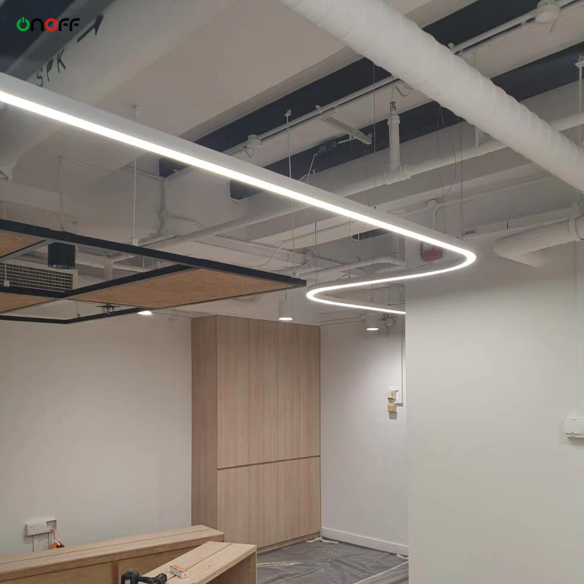 Indoor LED Linear Round Oval Ceiling Light 60mm Curved Alu Profile Pendant Light Fixture