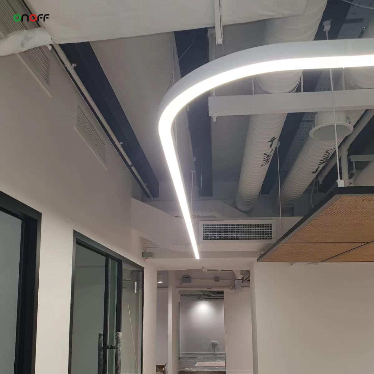 Indoor LED Linear Round Oval Ceiling Light 60mm Curved Alu Profile Pendant Light Fixture