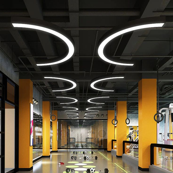 ECOJAS Aluminum Profile Customized Led Pendant Linear Light Any Shapes Curved Line Light for Fitness Room