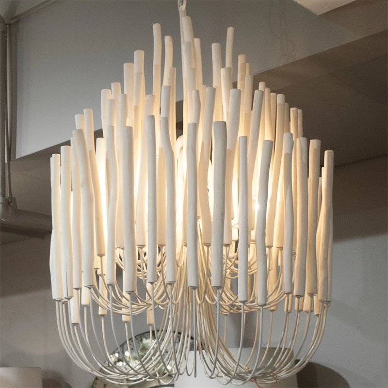 AOLIER High Quality Chandeliers Nordic Style Wooden Metal Chandelier White Chandelier