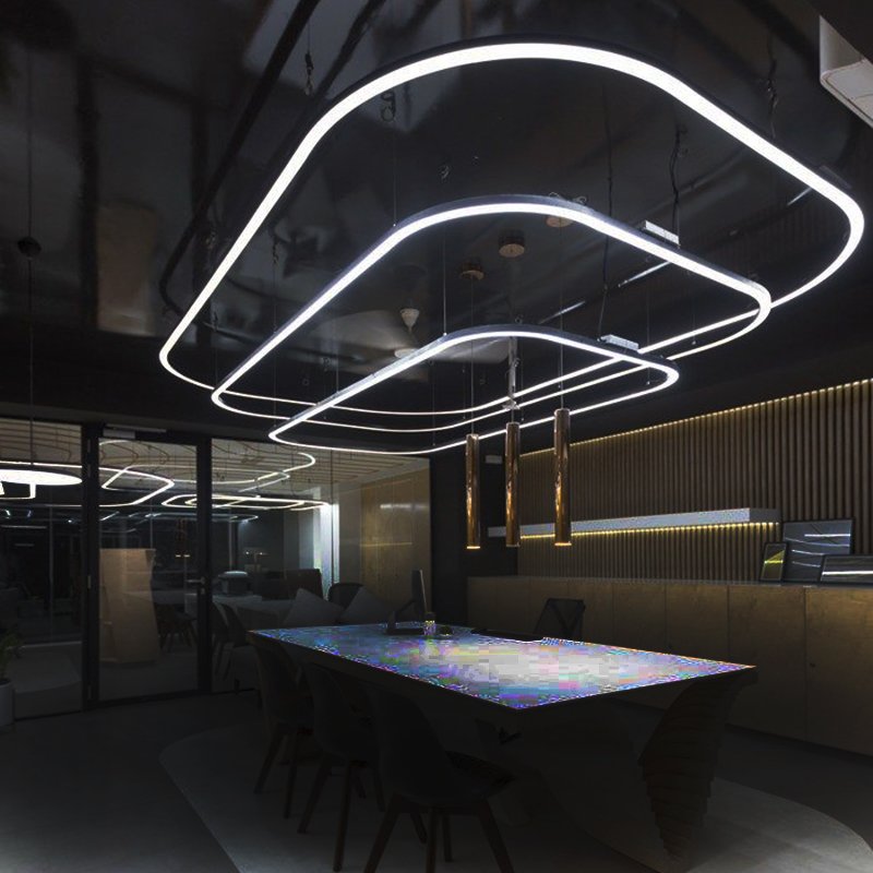 Commercial LED Linear Aluminum Round Oval Ceiling Light Continuous Curved Lights for Shopping Mall